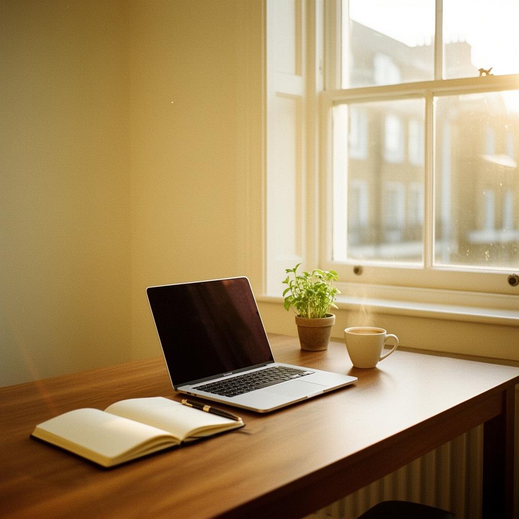 A quiet workspace overlooking the city — the everyday context of a Mobs Trading partner.